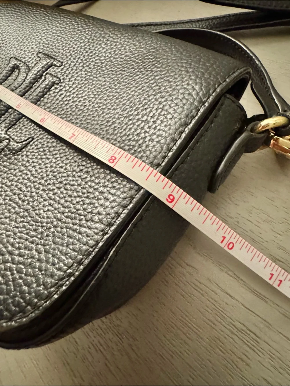 Lauren Ralph Lauren Black Pebbled Leather Crossbody Tassel Bag